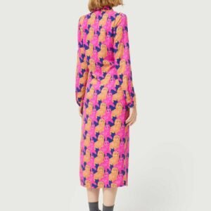 Vestido midi camisero con estampado de gatos