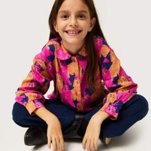 Camisa de niña con estampado de gatos