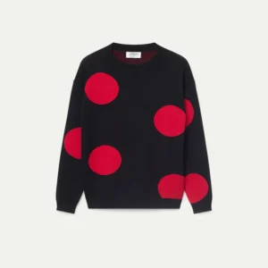 Jersey de punto jacquard estampado de lunares rojos