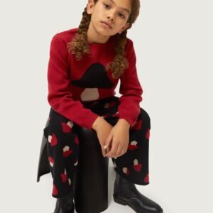 Jersey de niña de punto jacquard con print de seta