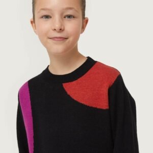 Jersey de niña de punto jacquard estampado de círculos
