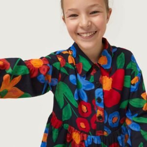 Vestido corto de niña estampado floral multicolor