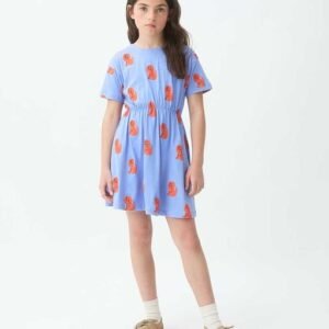 Vestido corto de niña con estampado Tochi azul