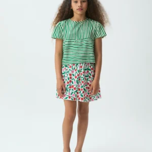 Falda corta de niña con estampado Guinda