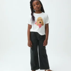 Camiseta de niña con estampado de perrito Coker- Harmony Red