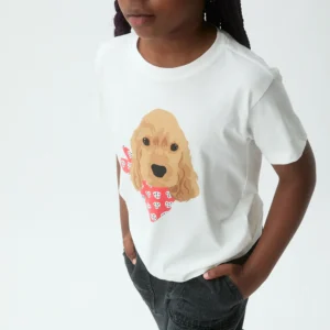 Camiseta de niña con estampado de perrito Coker- Harmony Red