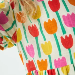 Vestido corto de niña con estampado Tulipa