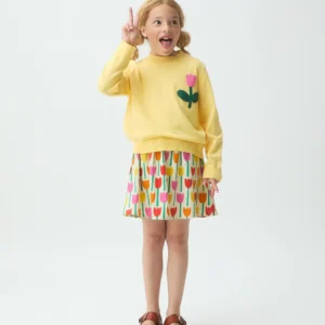 Falda corta de niña con estampado Tulipa