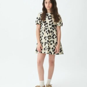 Vestido corto de niña con estampado Dalmatian